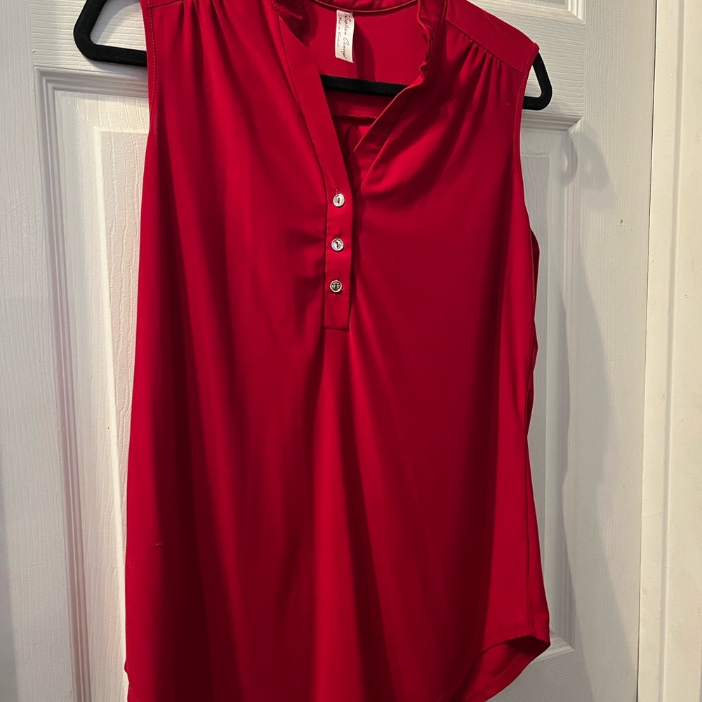 PerSeption Concept Red Button-Front Blouse